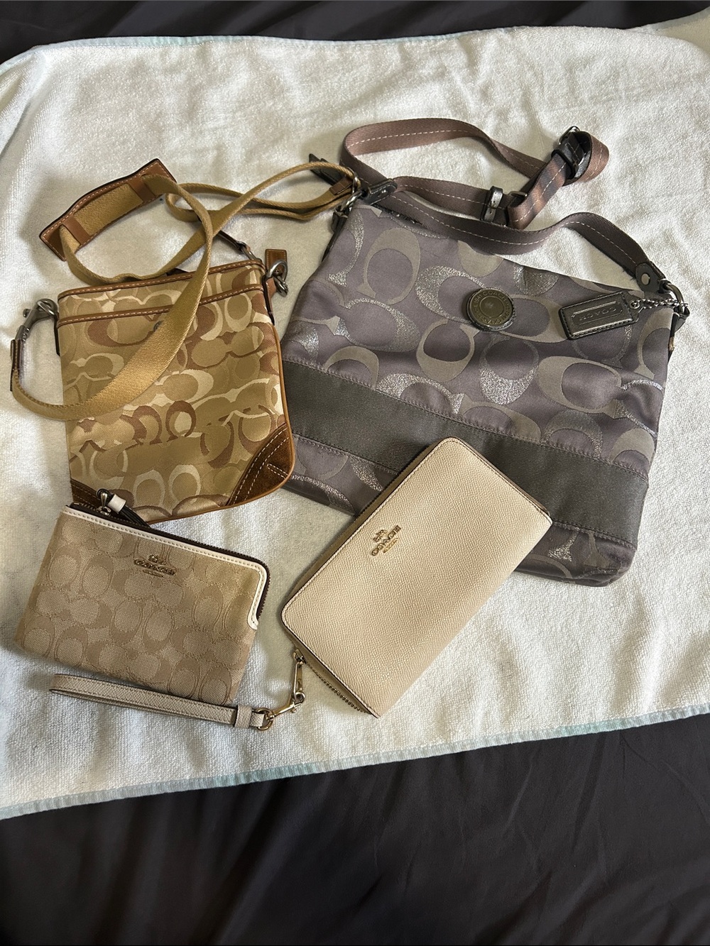Coach Crossbody and Wallet Bundle in Taupe, Beige, and Camel